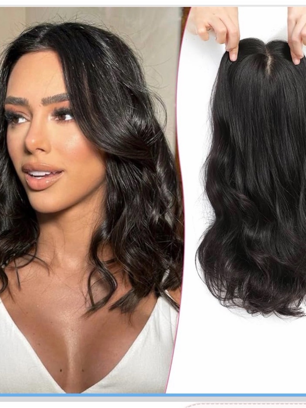 PANEWAY 9x9inch Skin Scalp Toppers-Human Hair no bangs, soft black 1B, 14”,rent